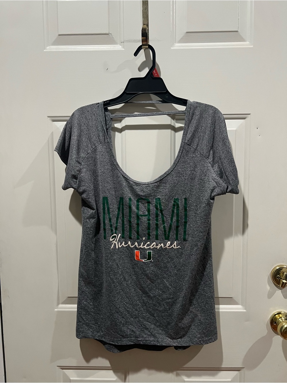 Rivalry Threads Gray Miami Hurricanes Scoop Neck Tee with Green Logo